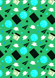 绿色文具图案无缝背景图