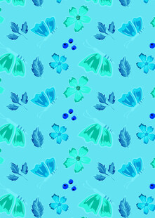 清新蓝绿植物图案背景