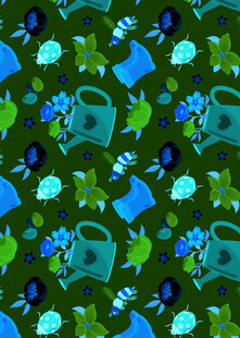 绿色系清新水彩风图案