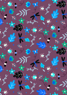 紫色底多彩植物图案纹理