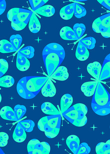 蓝色梦幻蝴蝶花纹背景图
