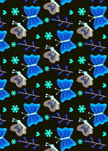 蓝色蝴蝶结星星花纹图案