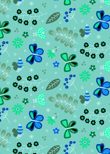 清新蓝绿花卉图案背景