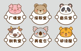 可爱动物主题娱乐室标识