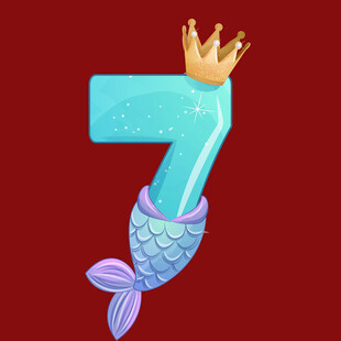 数字美人鱼造型带皇冠