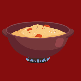 锅中烹饪的美味食物