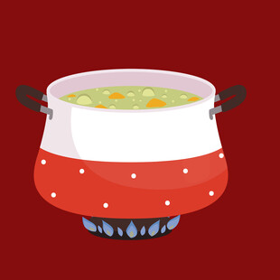 卡通风格的一锅热汤