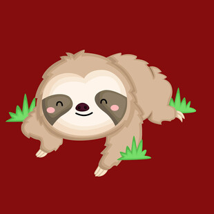 趴着的可爱树懒插画