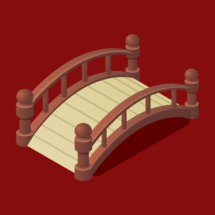 中式拱形石桥模型