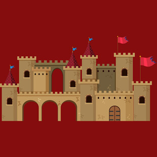 卡通风格的中世纪城堡