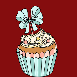 可爱花朵装饰纸杯蛋糕