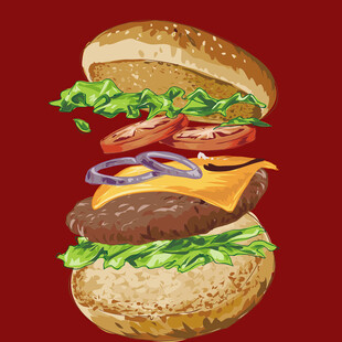 美味汉堡食材分层展示
