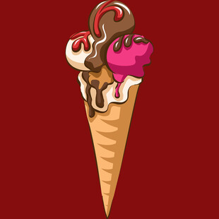 美味多层冰淇淋甜筒