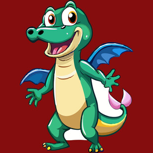 可爱长翅膀卡通鳄鱼形象
