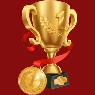 金色奖杯与奖牌荣耀展示