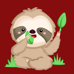 可爱树懒手持绿叶进食