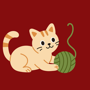 玩耍的猫咪与毛线球