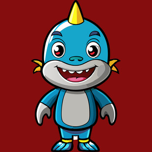 蓝色卡通小恐龙形象