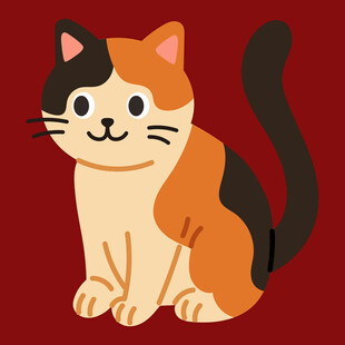 可爱三色猫插画