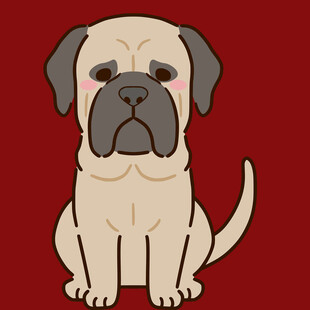 可爱坐着的卡通哈巴狗