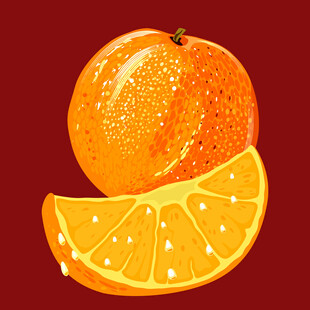 新鲜橙子完整与切片展示