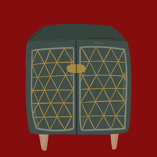 复古几何图案双门小柜子