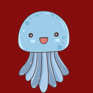 可爱蓝色小水母插画