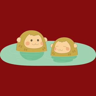 两只卡通猴子在水中