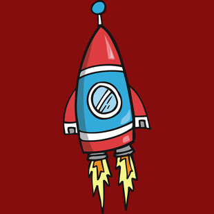 卡通火箭升空