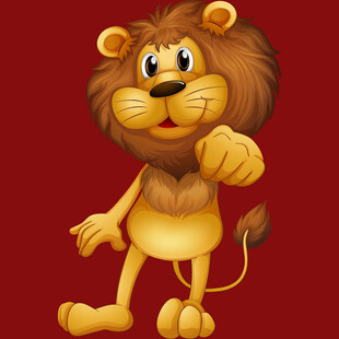 可爱卡通狮子指向镜头