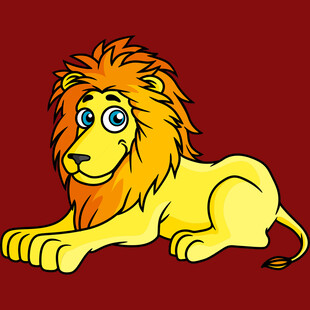 趴着的可爱卡通狮子