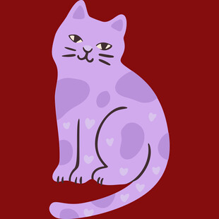 紫色斑点猫咪插画