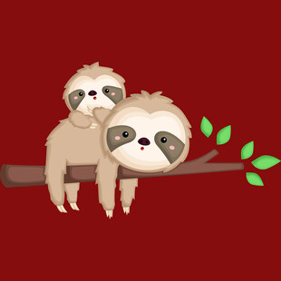 两只树懒依偎在树枝上