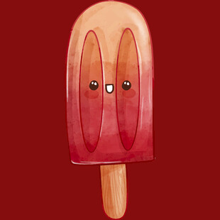 可爱双脸造型的红色冰棍