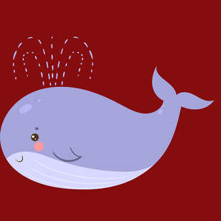 可爱蓝鲸喷水图案设计