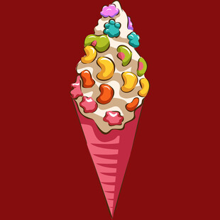 多彩糖果冰淇淋甜筒