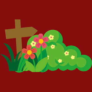 花园中的指示牌与花卉