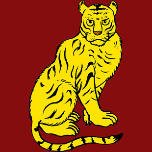 黄色坐立老虎图案