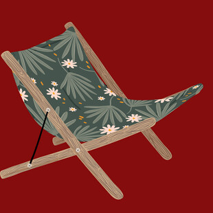 花卉图案折叠躺椅