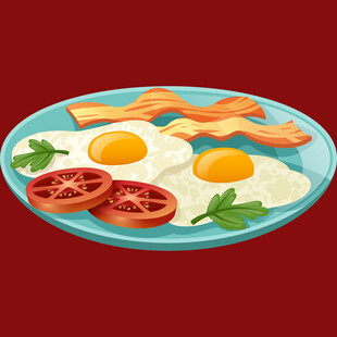 美味早餐煎蛋配培根