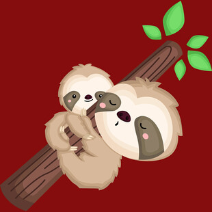 三只树懒依偎在树枝上