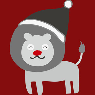 戴圣诞帽的可爱小狮子