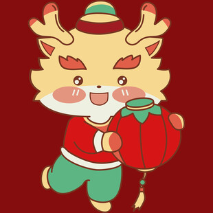 萌态麒麟贺岁拿灯笼