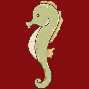 可爱绿色海马插画