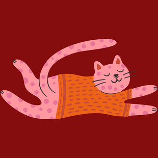 粉色猫咪惬意躺卧