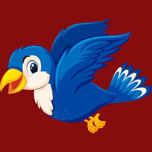 飞翔的蓝色卡通小鸟