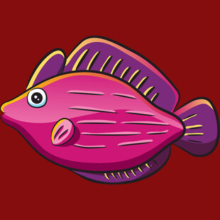 卡通粉色条纹鱼形象
