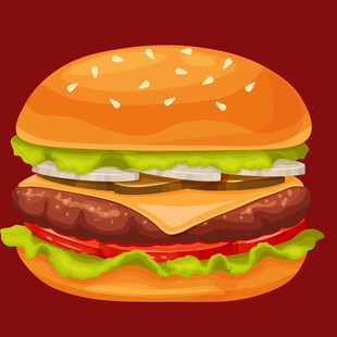 美味双层汉堡插画