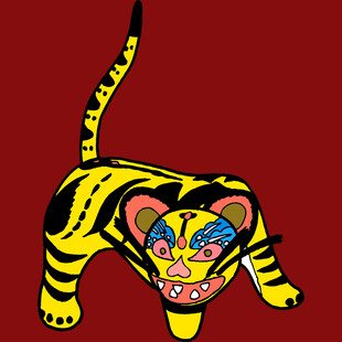 卡通黄黑条纹老虎形象