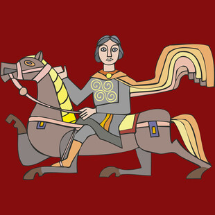 骑马持械的古代战士形象